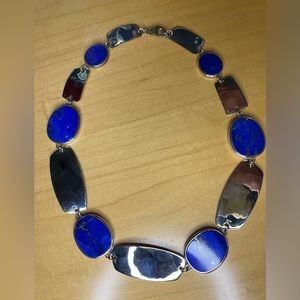 Lapis Lazuli and Sterling Silver Station Necklace